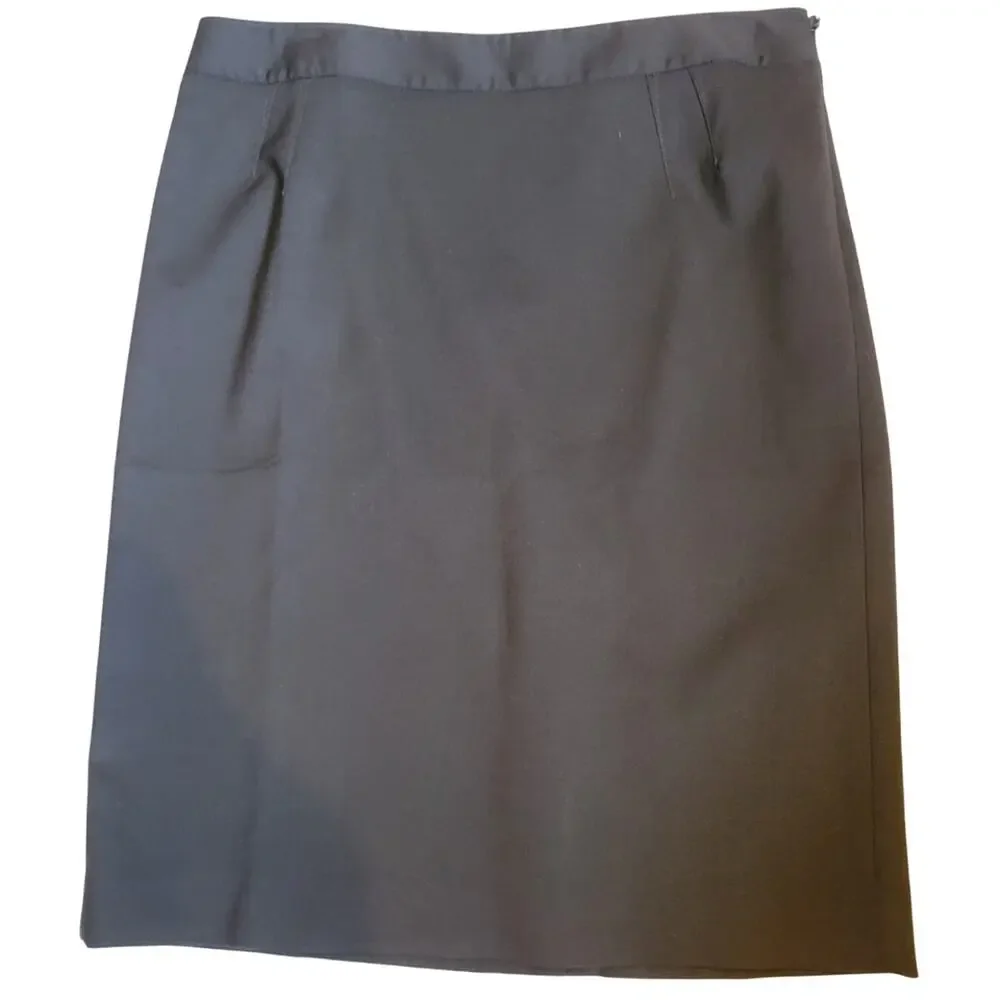 Ann Taylor Loft Navy Blue Midi Skirt side zipper buttons down back Sz. 14P NWT